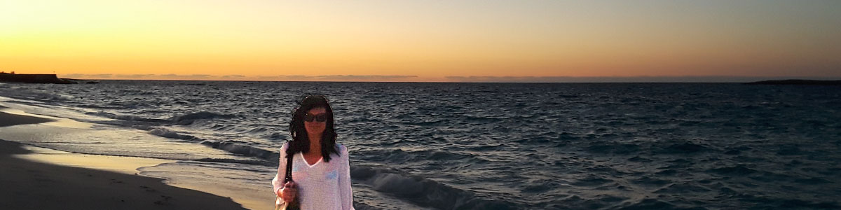 The sunset image at the Paradise Island beach