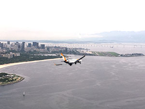 View onto a part of Rio de Janeiro where the airport RJ Santos Dumont