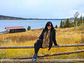 View onto the lake in the Teton park