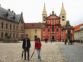 Inside the castle walls.
