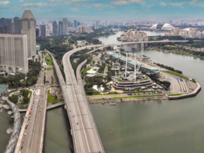 Three towers - Marina Bay Sand hotel: differnt time of day and color.