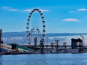 Three towers - Marina Bay Sands hotel: different time of day and color.