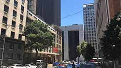 The modern city center.