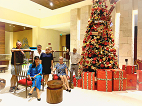 A photo of all of us under the Christmas tree