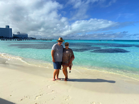 Our friends Mike and Bernardica on the beach
