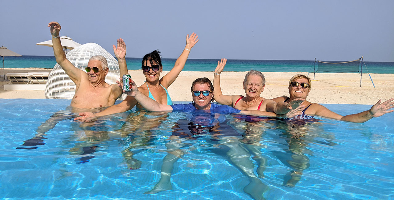 The of all of us from Iberostar hotel pool, in Cancun